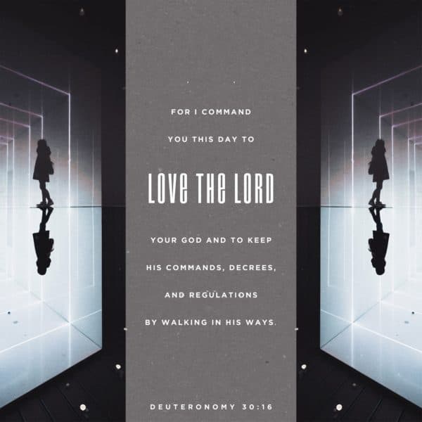 For I command you this day to love the LORD your God and to keep his commands, decrees, and regulations by walking in...